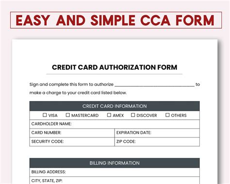 Easy Credit Card Authorization Form PDF - Etsy