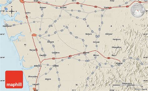 Shaded Relief Map of Bilimora