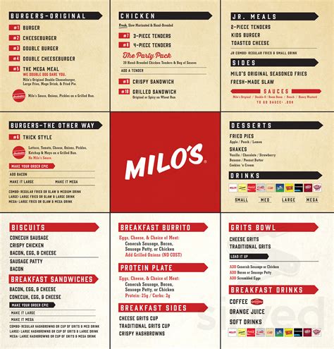 Menu - Fairfield AL's Milo's Hamburgers | Sirved