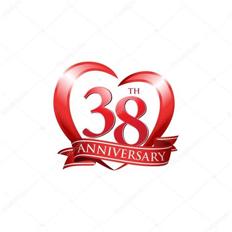 38th anniversary logo red heart — Stock Vector © ariefpro #86351558