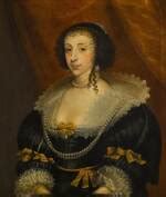 Portrait of Queen Henrietta Maria (1609–1669), half-length, wearing a black dress with a lace ...