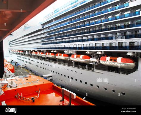 Eurodam cruise ship life boats Stock Photo - Alamy