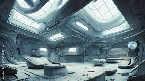 Artistic concept painting of a space station interior, background ...