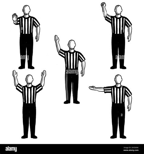 Basketball Umpire or Referee Hand Signals Drawing Set Collection Stock ...