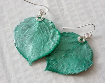Orange Aspen Leaf Earrings Nature Jewelry Bridesmaid | Etsy