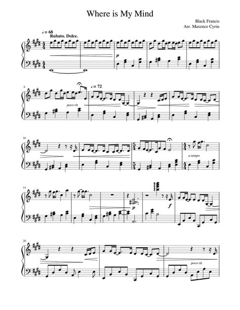 Pixies Where Is My Mind Sheet music for Piano (Solo) | Musescore.com