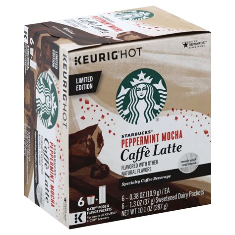 Starbucks Peppermint Mocha Caffé Latte K-Cup Pods & Flavor Packets 6 ct ...