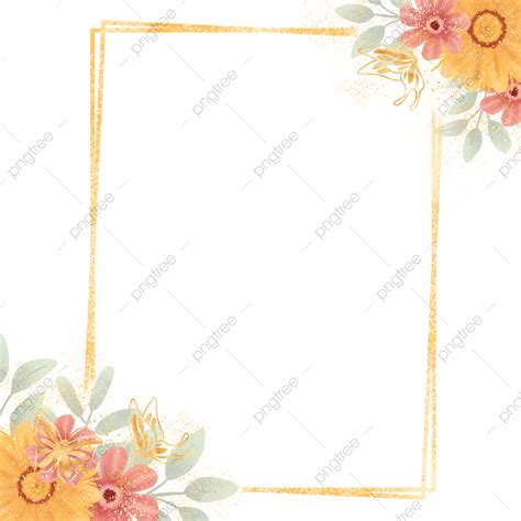 Wedding Invitation Gold Hd Transparent, Flower Border Background Gold ...