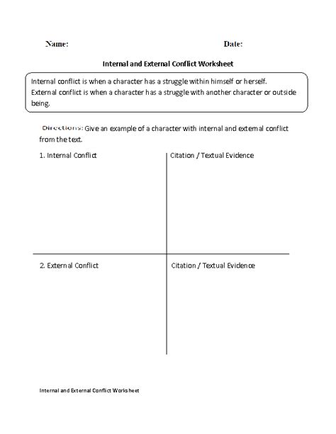 Englishlinx.com | Conflict Worksheets