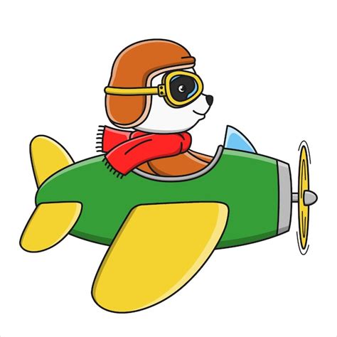 Premium Vector | Cartoon cute panda flying with an airplane illustration