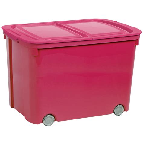 Curver Bee tidy Pink 70L Plastic Storage box on wheels | Departments ...