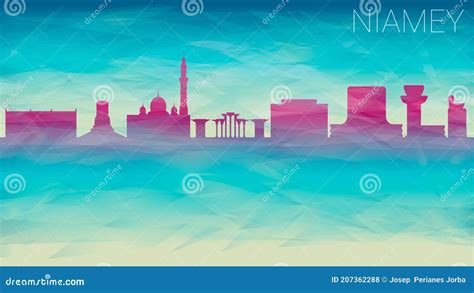 Niamey Niger Skyline City Vector Silhouette. Broken Glass Abstract ...