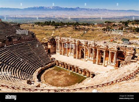 Ancient Roman amphitheatre in Hierapolis in Pamukkale, Turkey Stock Photo - Alamy