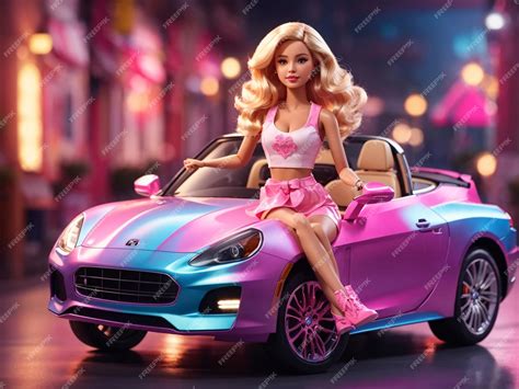 Premium AI Image | Barbie Doll Riding a Car