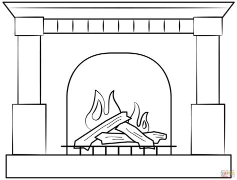 Fireplace coloring page | Free Printable Coloring Pages