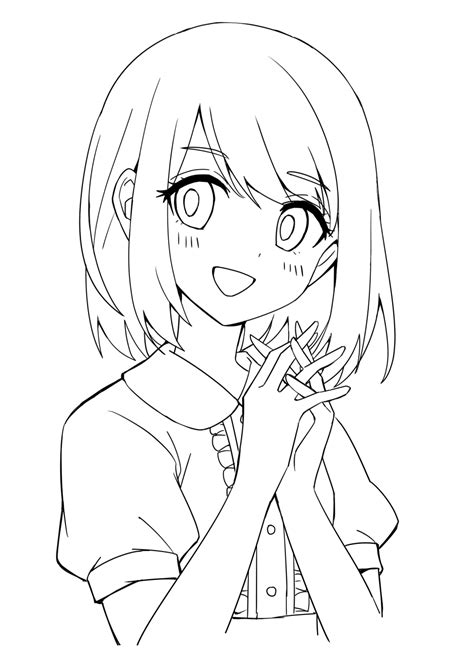 Simple Anime Girl Lineart