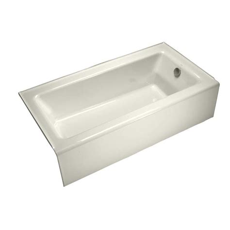 Shop KOHLER Bellwether 60-in Off-White Cast Iron Rectangular Right-Hand ...