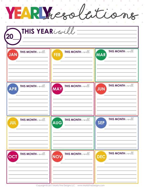 New Years Resolution 2022 Worksheet