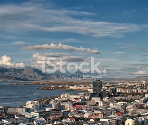 Aerial View Of Reykjavik Iceland Skyline Harbor And Mountains Stock Photo | Royalty-Free ...