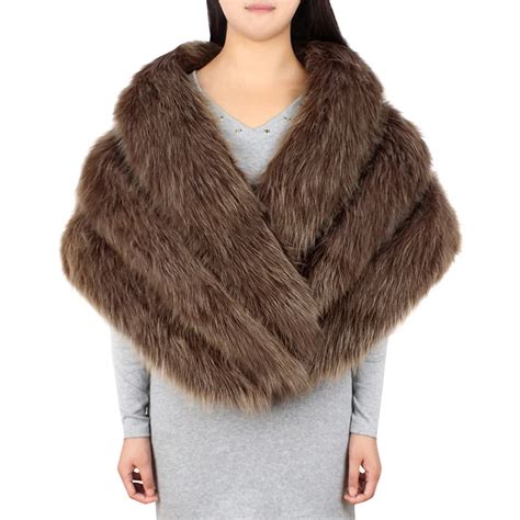 Aliexpress.com : Buy Women Furry Faux Fur Scarf Shawl Warm Large Scarves Wedding Cape Winter ...