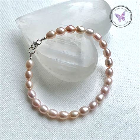 Pink Pearl Bracelet With Silver Clasp