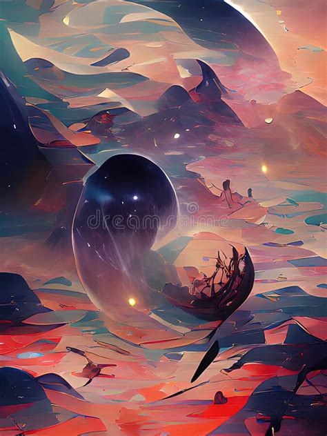 Digital Painting of Earth and Space Stock Illustration - Illustration ...