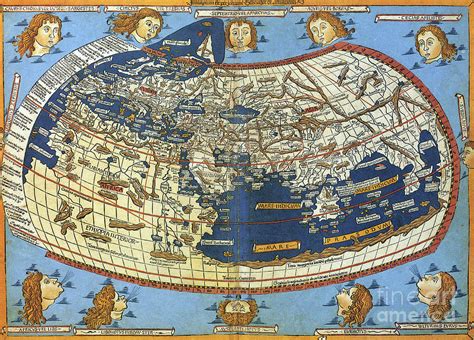 Ptolemy World Map, 1482 Drawing by Granger - Fine Art America