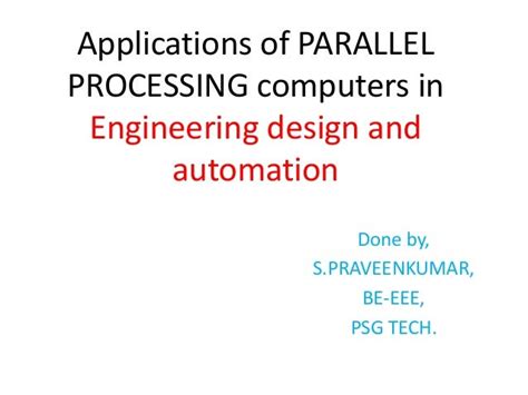 Applications of PARALLEL PROCESSING