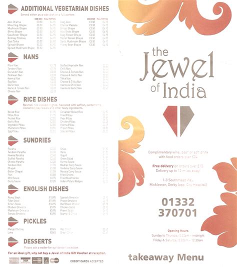 The Jewel Of India Indian restaurant on Southmead Way, Derby - Everymenu