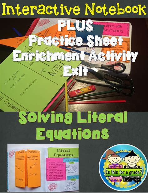 Solving Literal Equations Foldable, INB, Practice, & Exit Ticket | Multi step inequalities, Kids ...