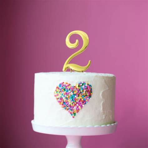 Cake Topper Number 2 Cake Topper - Gold 7Cm