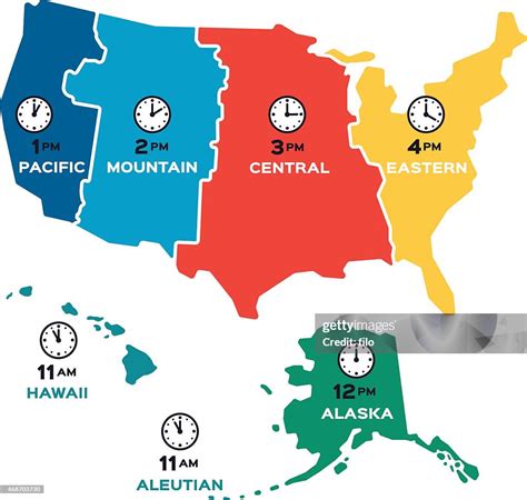 United States Time Zones Flat Design High-Res Vector Graphic - Getty Images