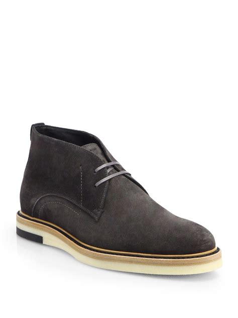 Fendi Suede Chukka Boots in Black for Men (DARK GREY) | Lyst