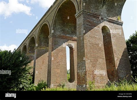 Victorian brick built railway viaduct in the English countryside ...