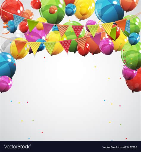 Color glossy happy birthday balloons banner Vector Image