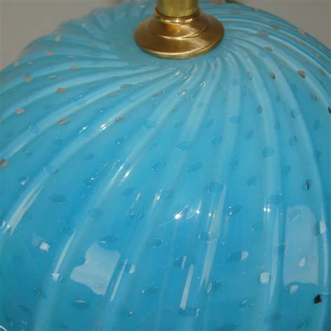 Vintage Murano Opaline Glass Ball Table Lamps Blue - Swank Lighting