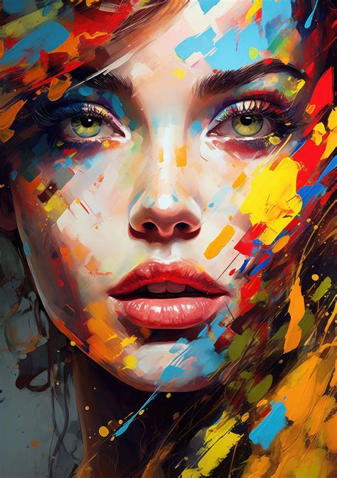 Super Colorful Painting of a Woman Portrait Free Stock Photo | picjumbo