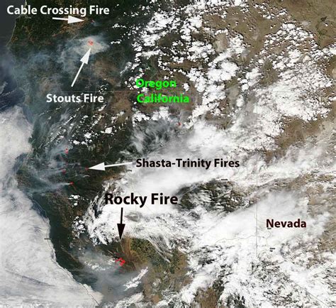 Satellite photo of smoke from west coast fires - Wildfire Today