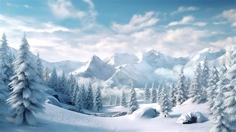 Breathtaking Winter Wonderland Close Up Of Mountains Forest And Snowy Landscape In Dynamic 3d ...