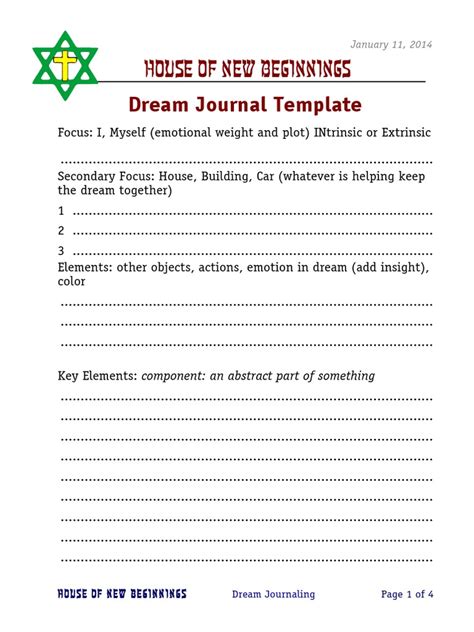 Dream Journal Template 2