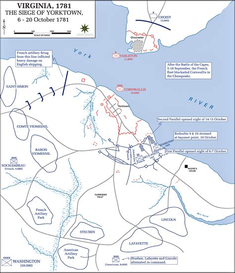 Map of the Siege of Yorktown - September 28-October 19, 1781