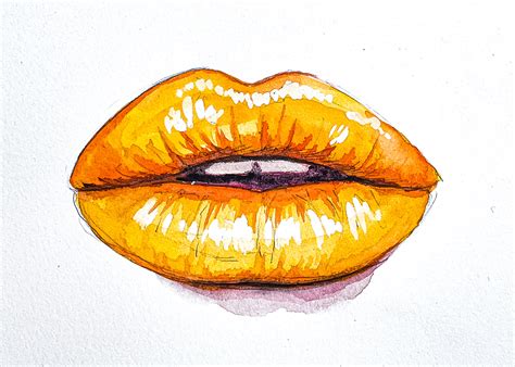 Yellow lips & makeup. Watercolor on Behance