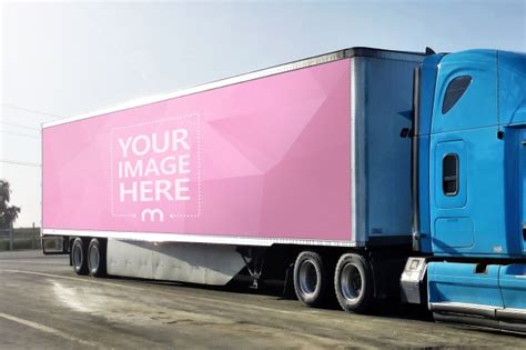 Large Banner Advertisement on Truck Mockup - Mediamodifier