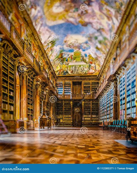 Strahov Library, Prague, Czech Republic Stock Image - Image of culture, lighting: 112385371