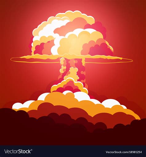 Nuclear explosion cartoon retro poster mushroom Vector Image