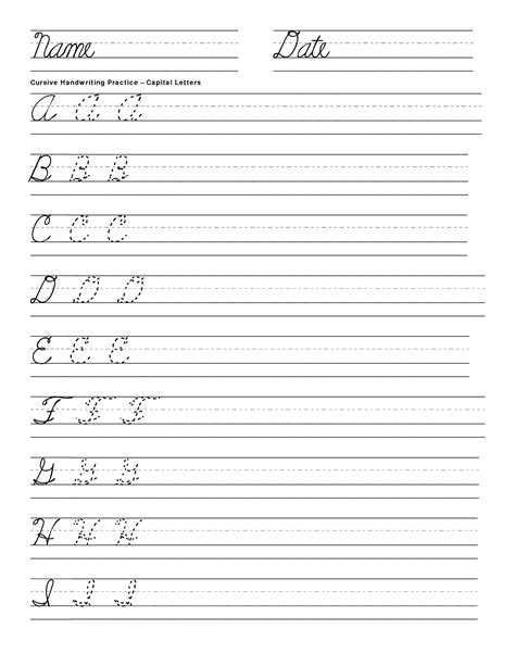 Printable Cursive Writing Practice Sheets A-z