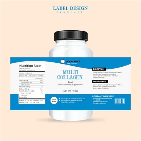 Premium Vector | Bottle label supplement label design