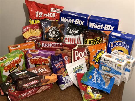 First time exchanger u/squirmworms chose an outstanding array of Australian snacks: chips ...