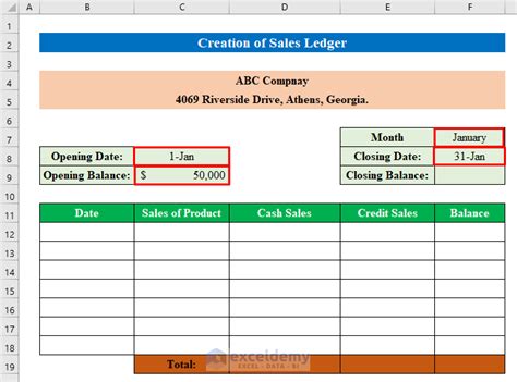 Ledger Excel Template