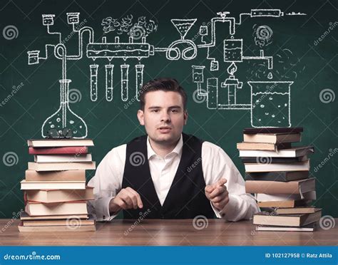 Teacher at chemistry class stock photo. Image of idea - 102127958